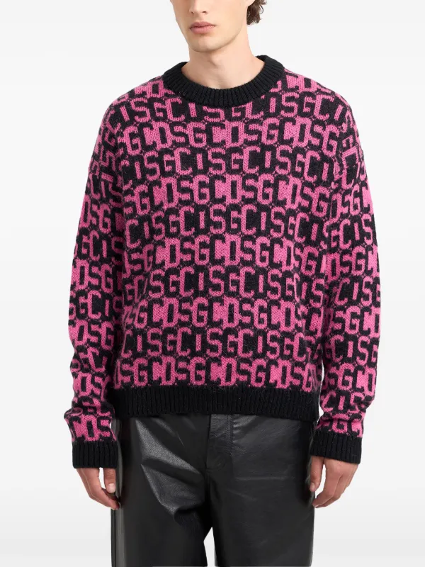 GCDS intarsia-knit Logo Jumper | Black | FARFETCH BH