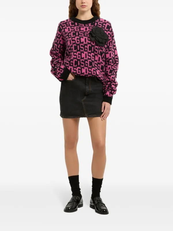 GCDS intarsia-knit Logo Jumper | Black | FARFETCH BH