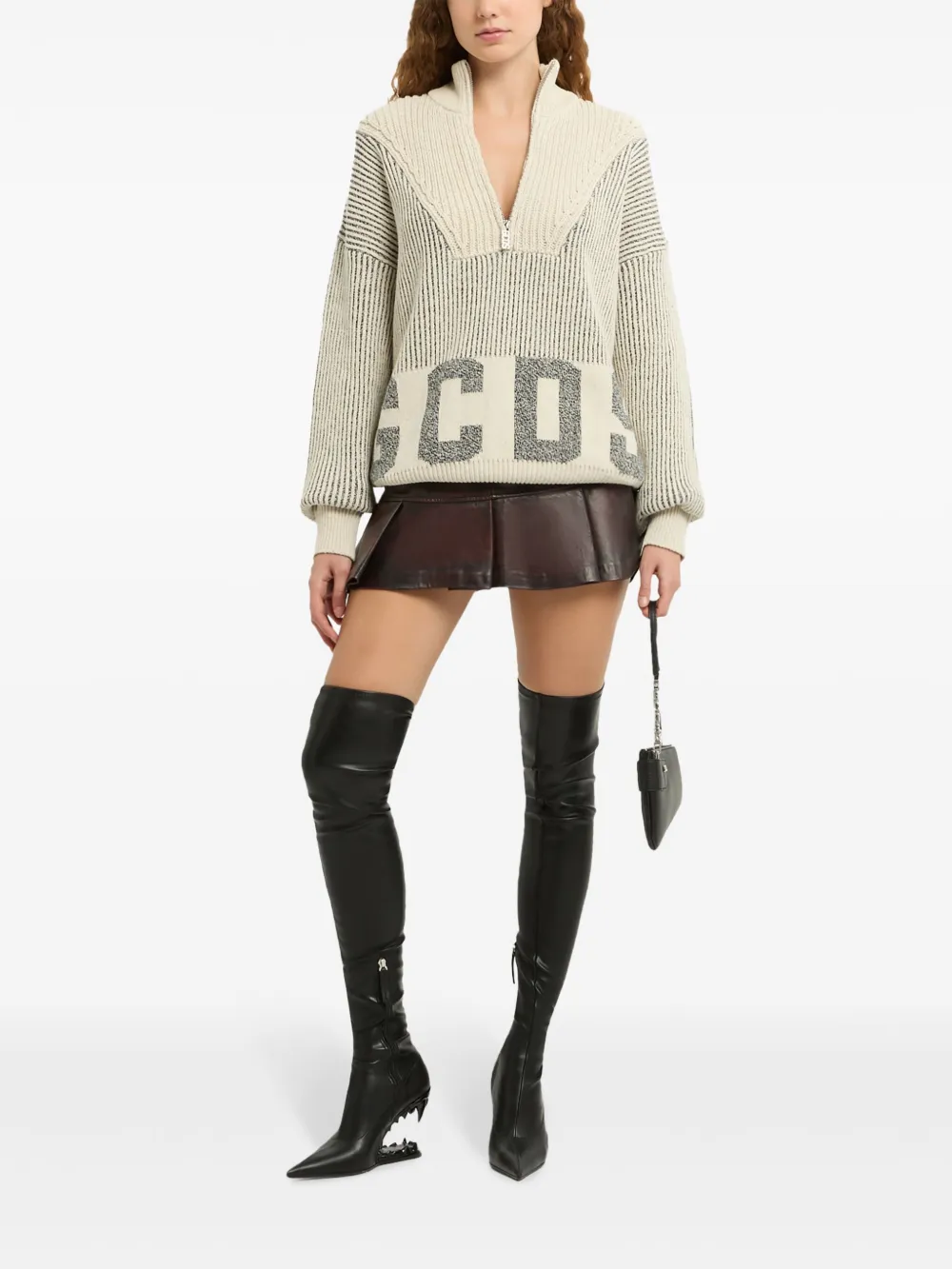 GCDS Trui met rits Beige