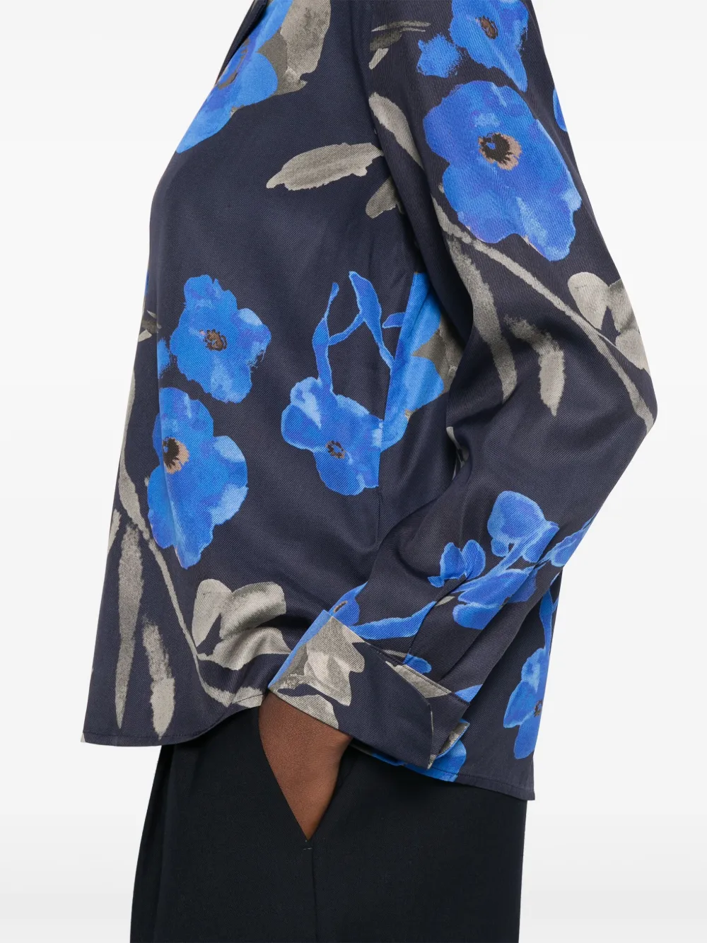 BOSS blouse met bloemenprint Blauw