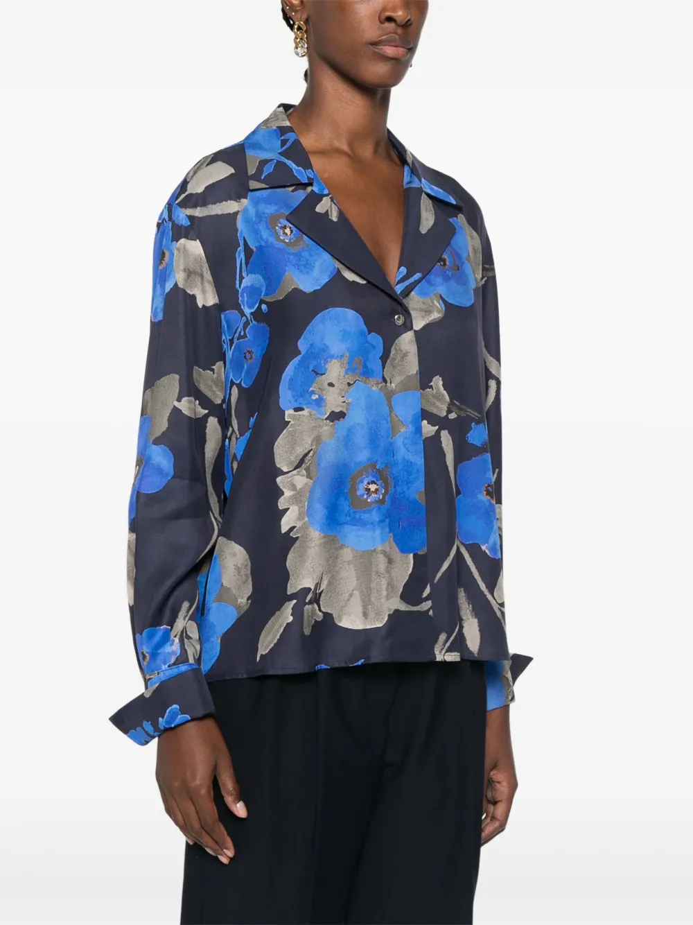 BOSS blouse met bloemenprint Blauw