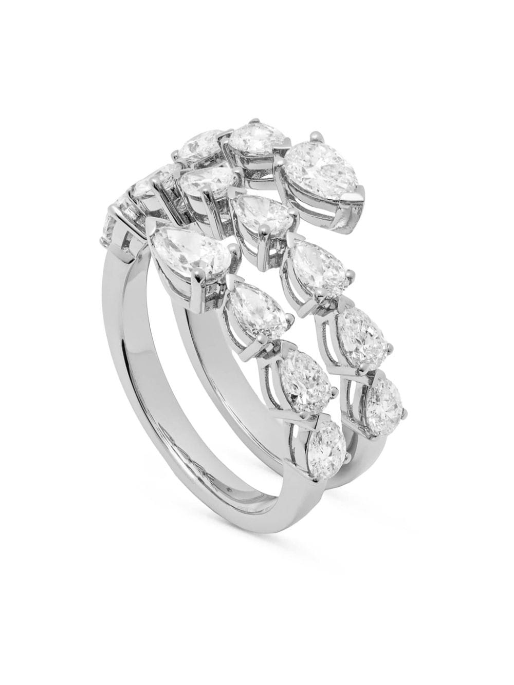 Shop Jewels Aficionado 18kt White Gold Twist Diamond Ring In Silver