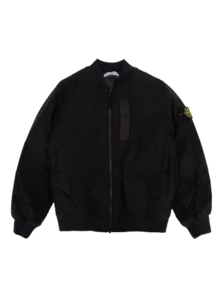 STONE  JUNIOR ブラックジャケット STONE ISLAND FULLZIP BOMBER IN NYLON Kid Black | Mascheroni Moda