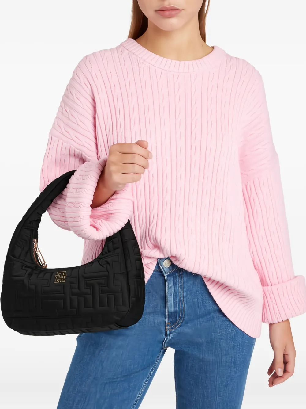 Tommy Hilfiger Shopper met logoplakkaat - Zwart