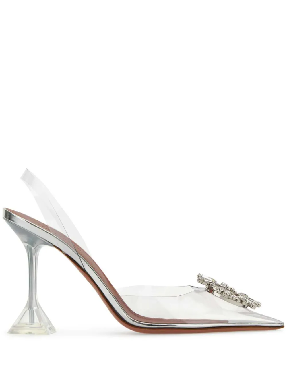 Amina Muaddi 95mm Begum Glass slingback pumps - Neutrals