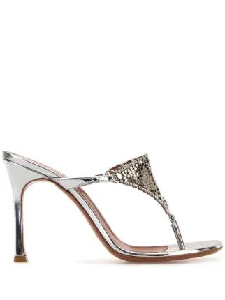 サンダル・ミュール AMINA MUADDI Silver leather Cameron thong mules Amina Muaddi 95mm Cameron Thong Mules | Silver | FARFETCH TR