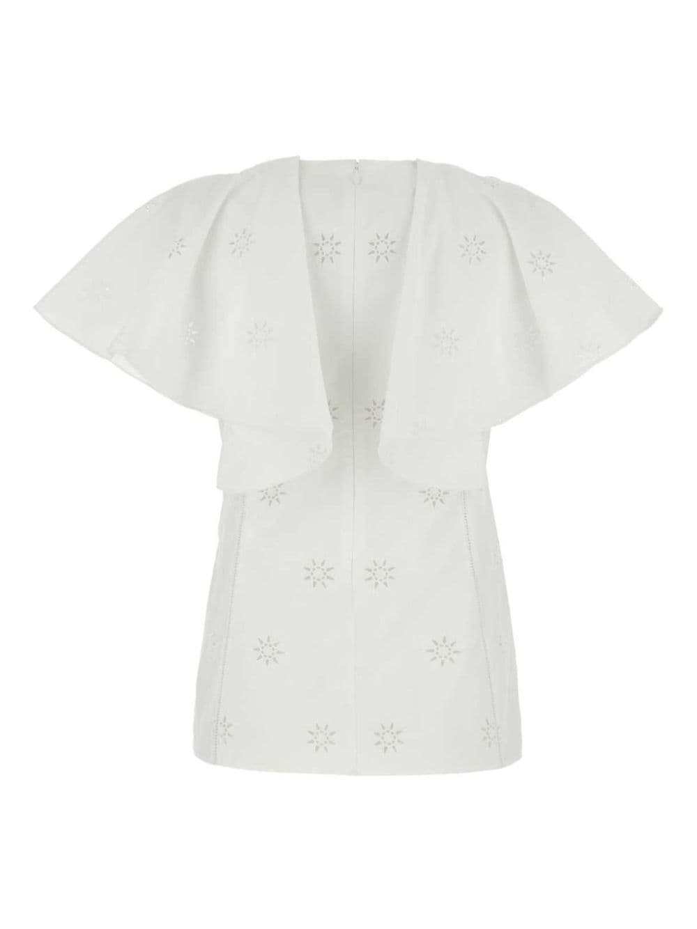 Chloé broderie-anglaise cape-sleeved cotton blouse - Wit