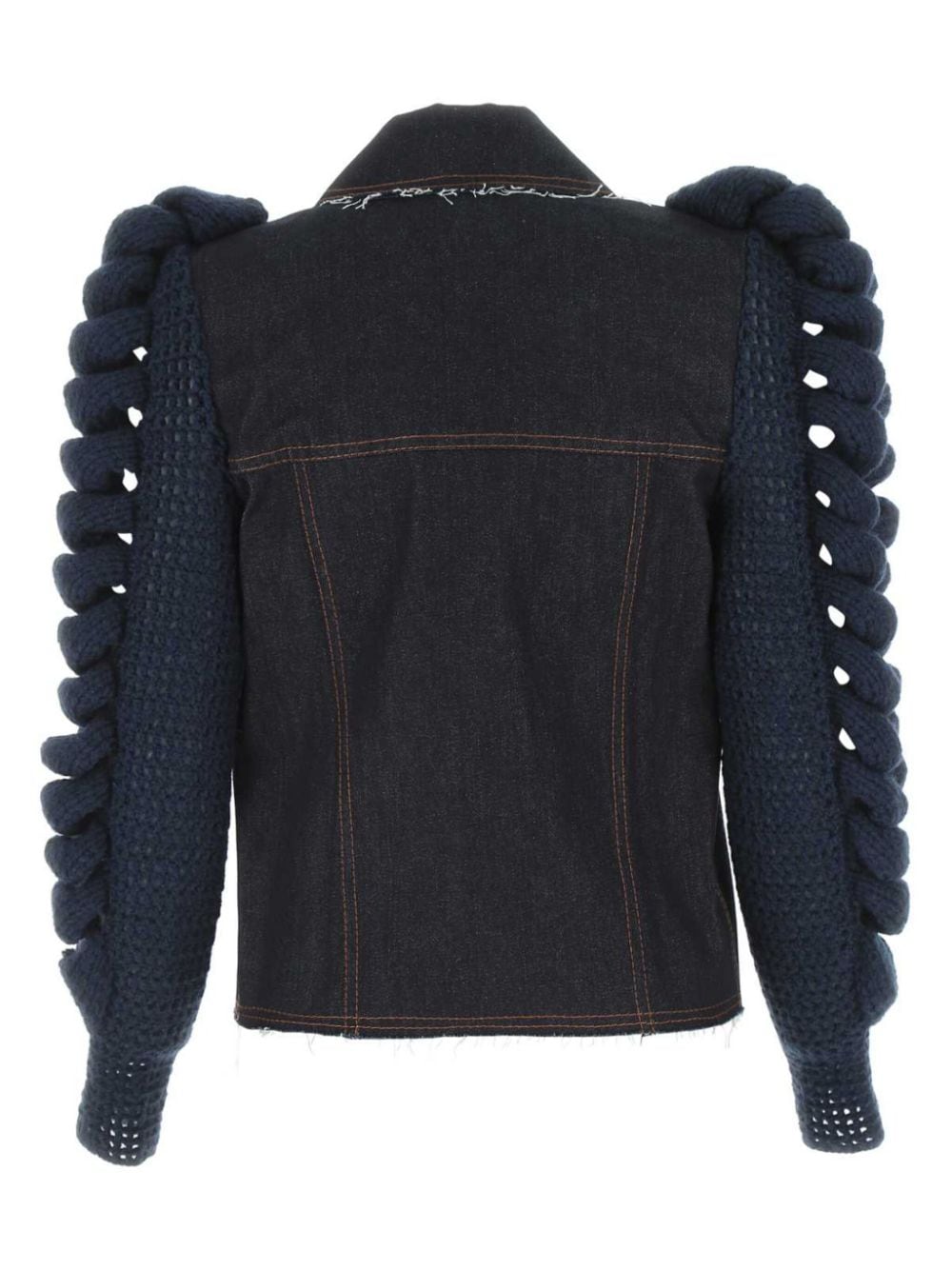 LIYA knitted-sleeve denim jacket - Blauw