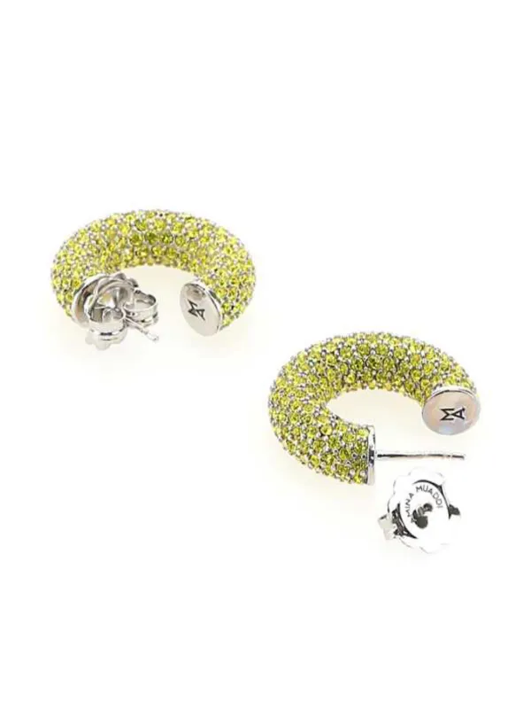 Amina Muaddi Mini Cameron Earrings | Yellow | FARFETCH MY