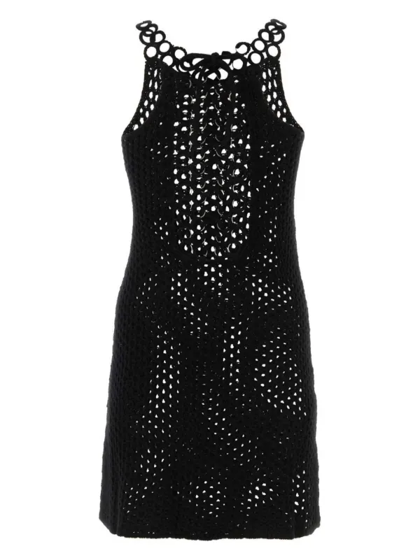 ワンピース CHLOE Black Crochet Mini Dress Chloé Crochet Minidress | Black | FARFETCH