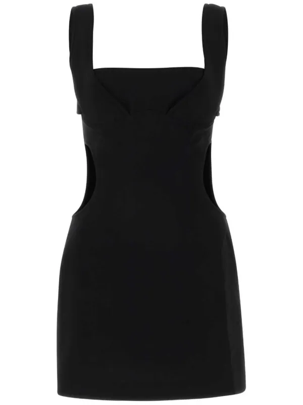 ワンピース MARINE SERRE Black stretch nylon dress Recycled Nylon Long Dress • Marine Serre