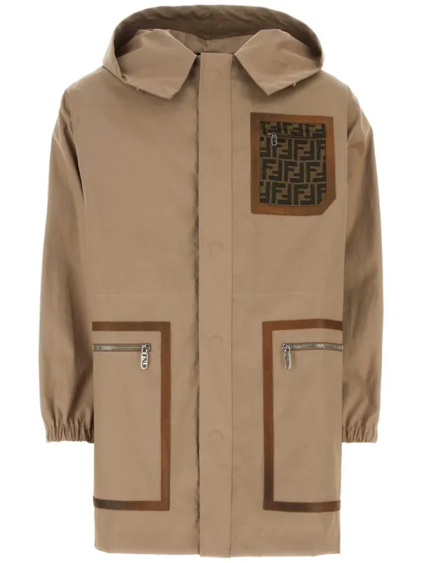 FENDI monogram pattern Print Parka Brown FARFETCH IE