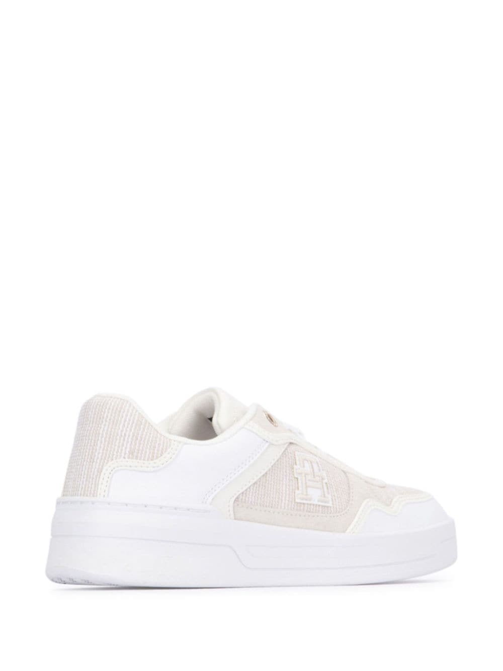 Shop Tommy Hilfiger Colour-block Monogram Sneakers In White