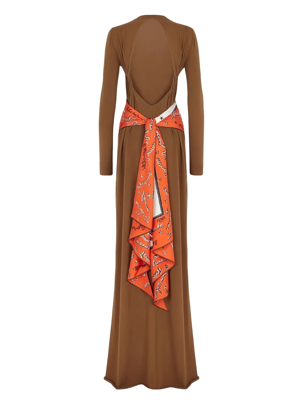 FENDI open-back scarf-detail dress Bruin