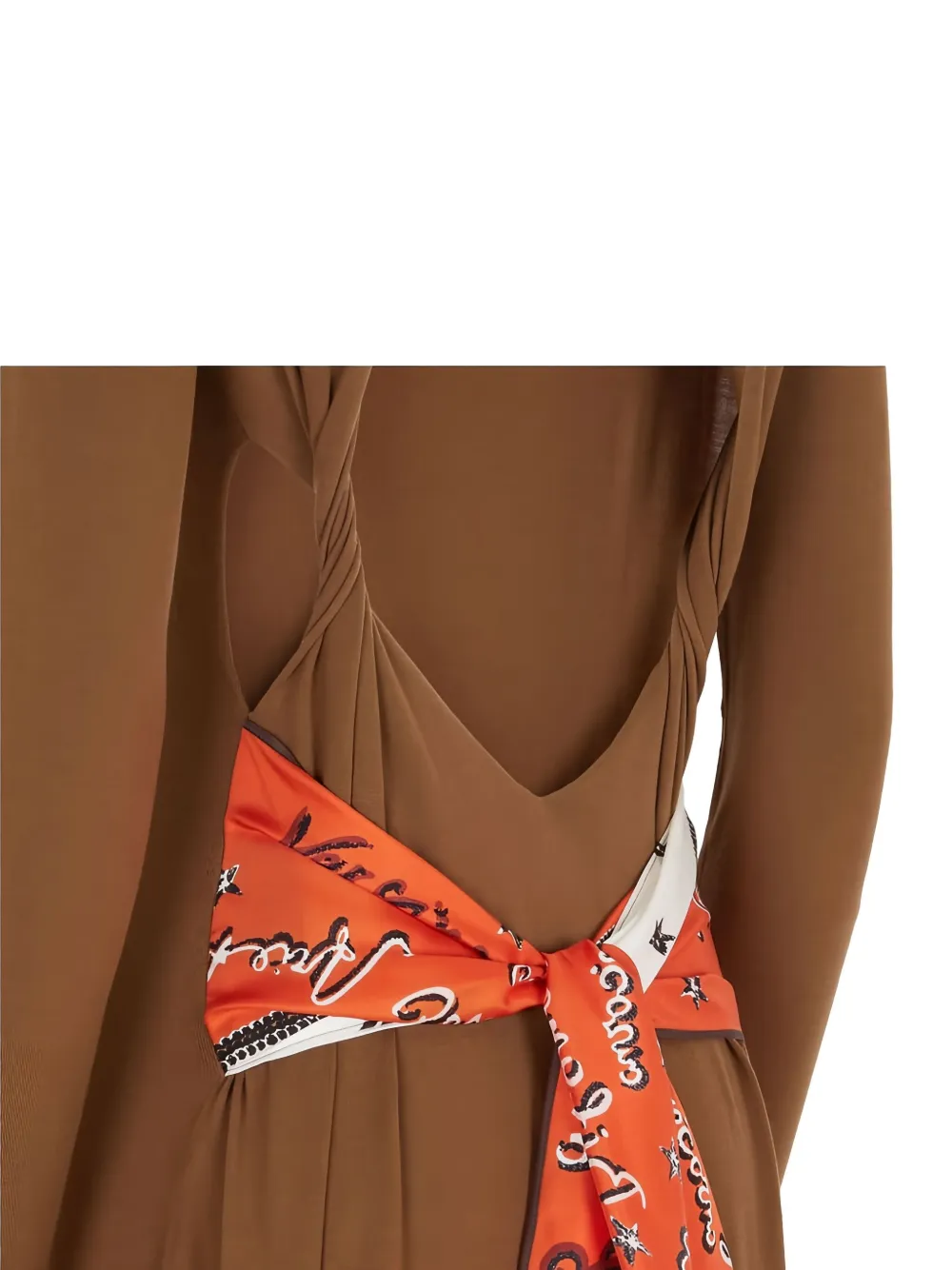 FENDI open-back scarf-detail dress Bruin