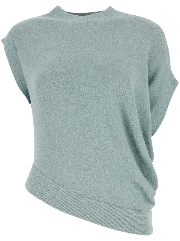 FENDI Asymmetric Knit Top Blue FARFETCH