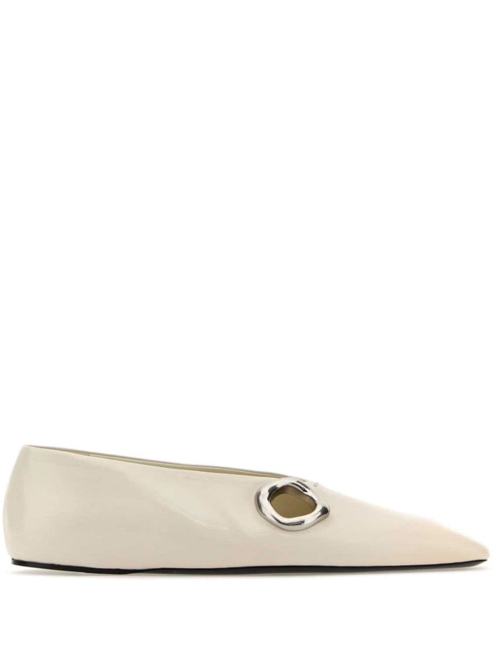 Jil Sander leather ballerina shoes - Bianco