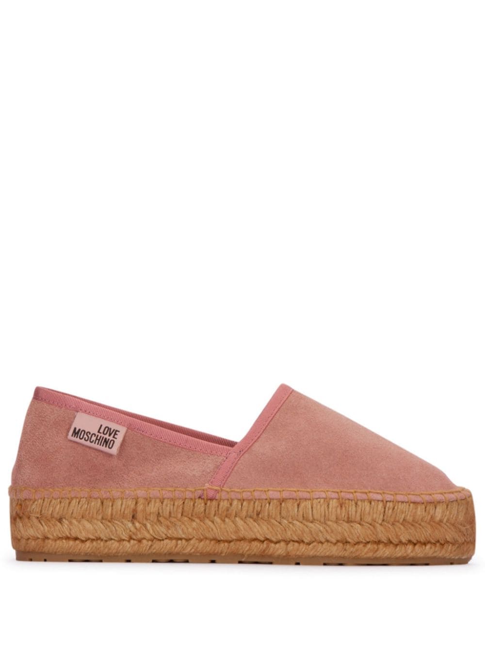 Love Moschino Suède espadrilles met logopatch Roze