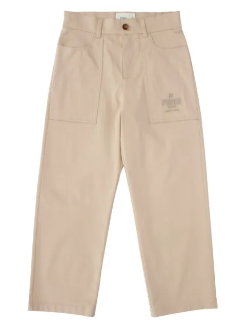 Fendi Kids pantalones con logo bordado