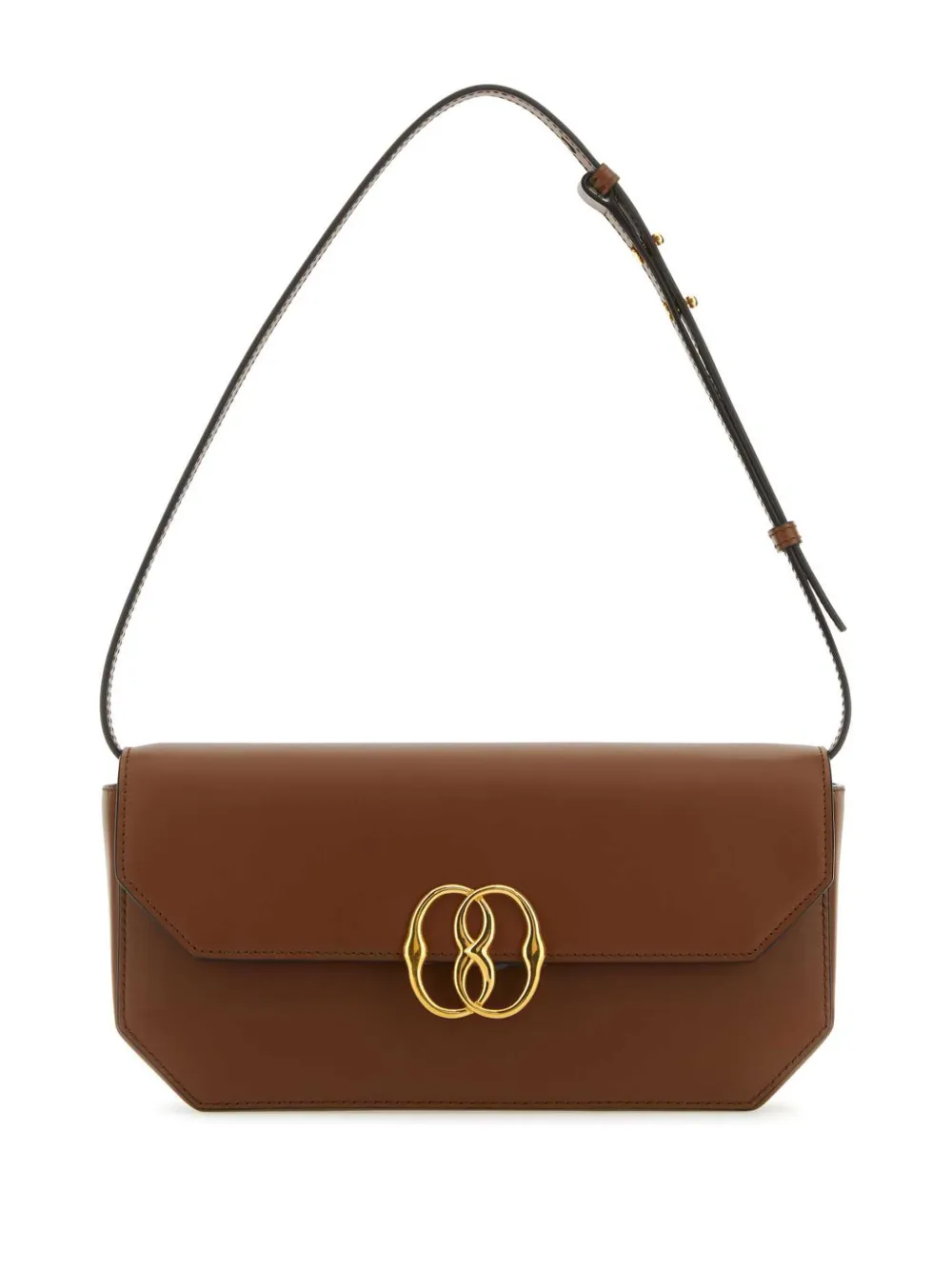 Bally Leren schoudertas met embleem Bruin