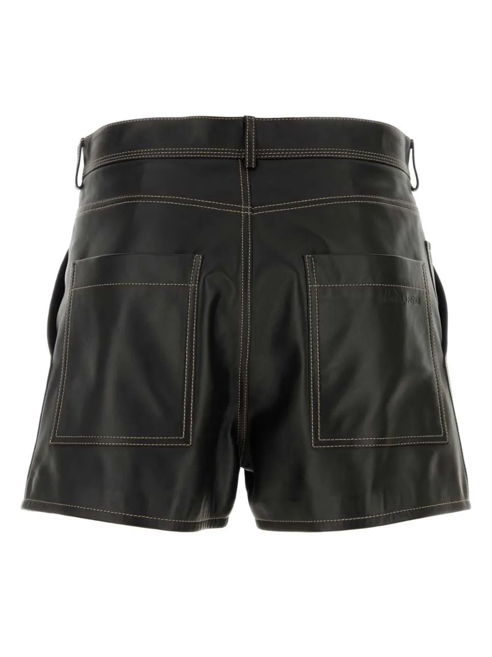 FENDI logo-plaque leather shorts - Zwart
