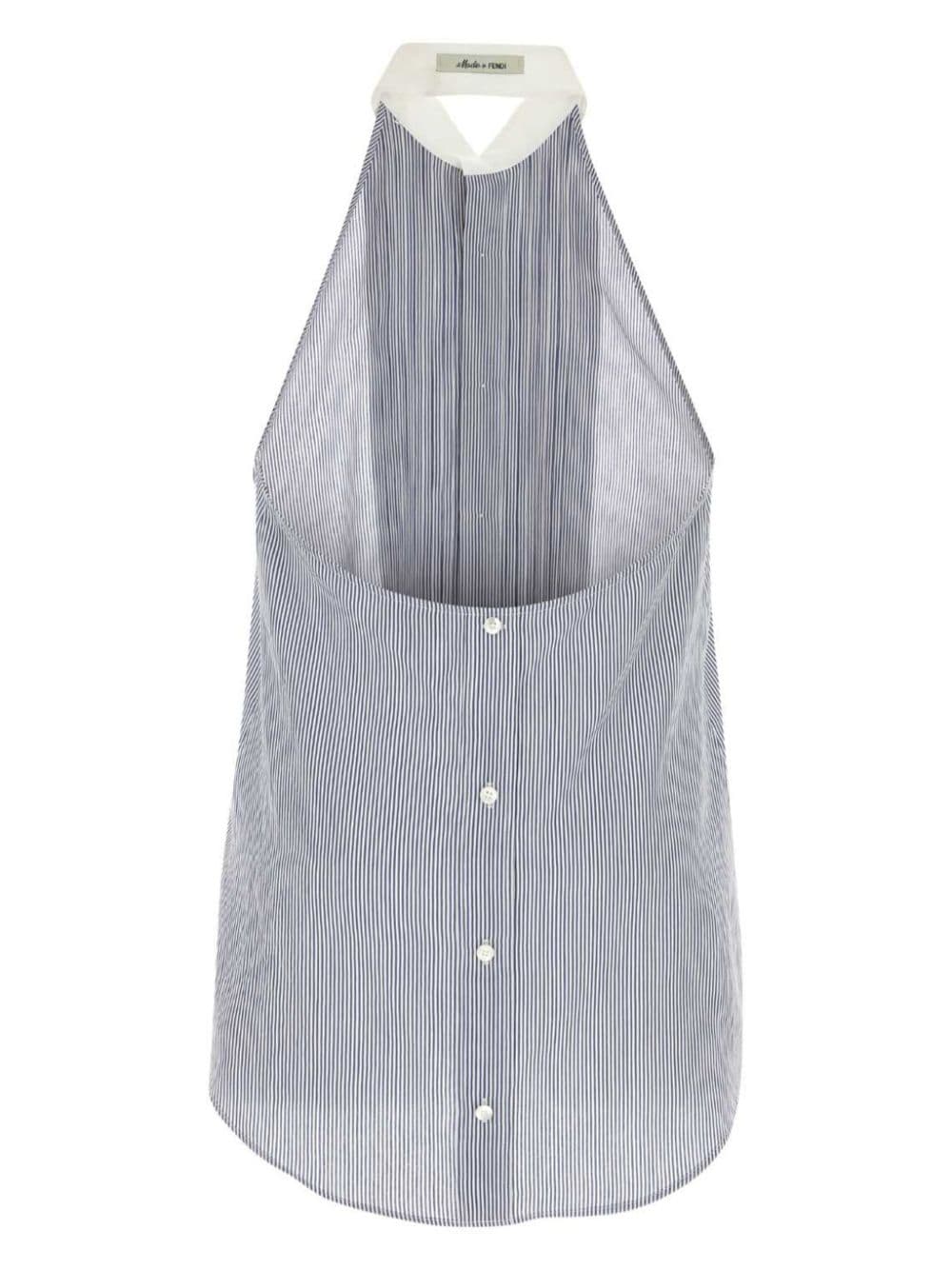 Shop Fendi Pleated Sleeveless Shirt In Blue