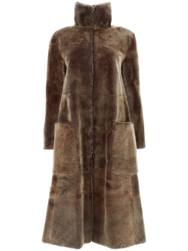 Giorgio Armani Shearling Coat Brown FARFETCH ID