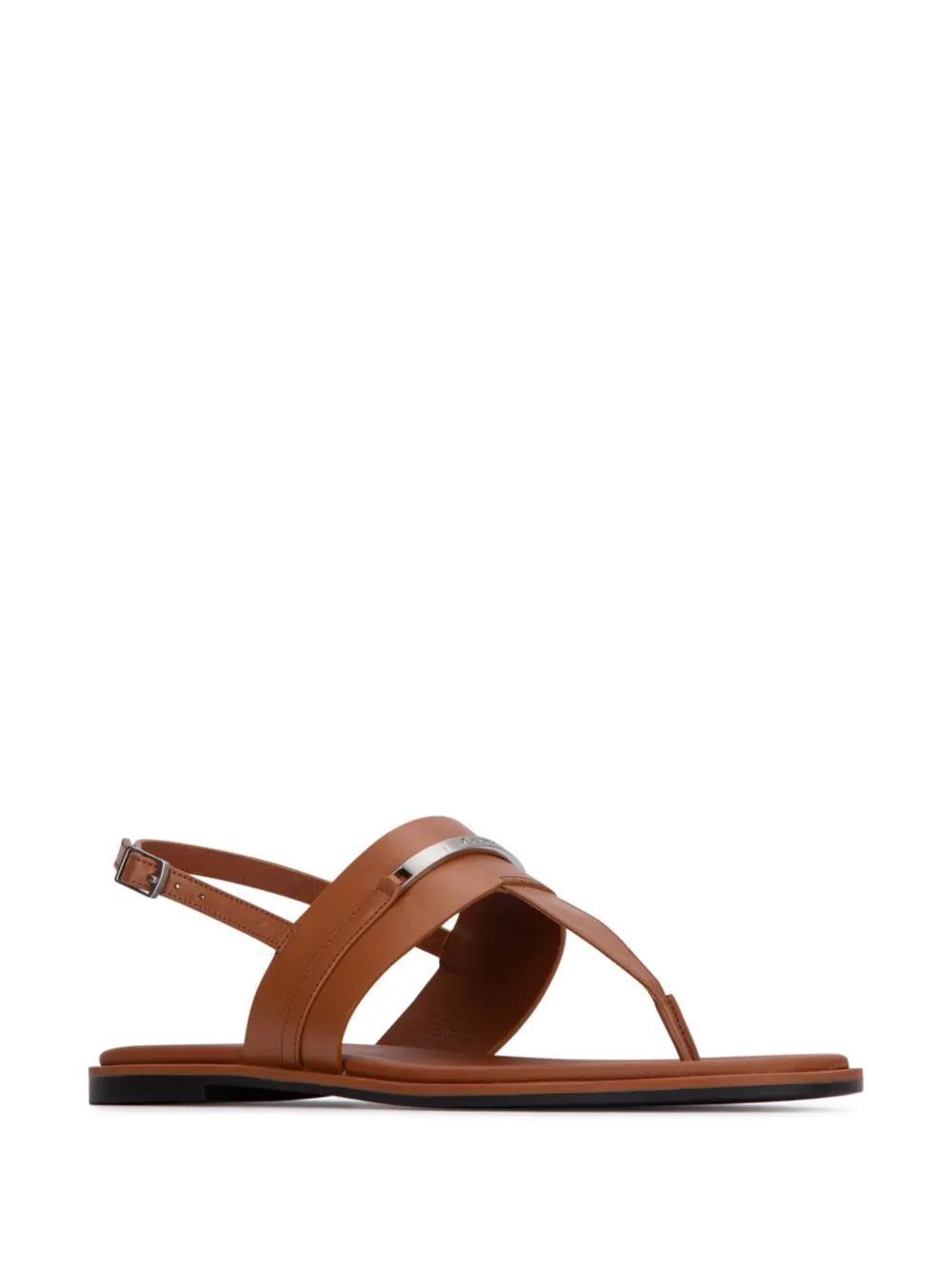 Calvin Klein plaque leather sandals Brown
