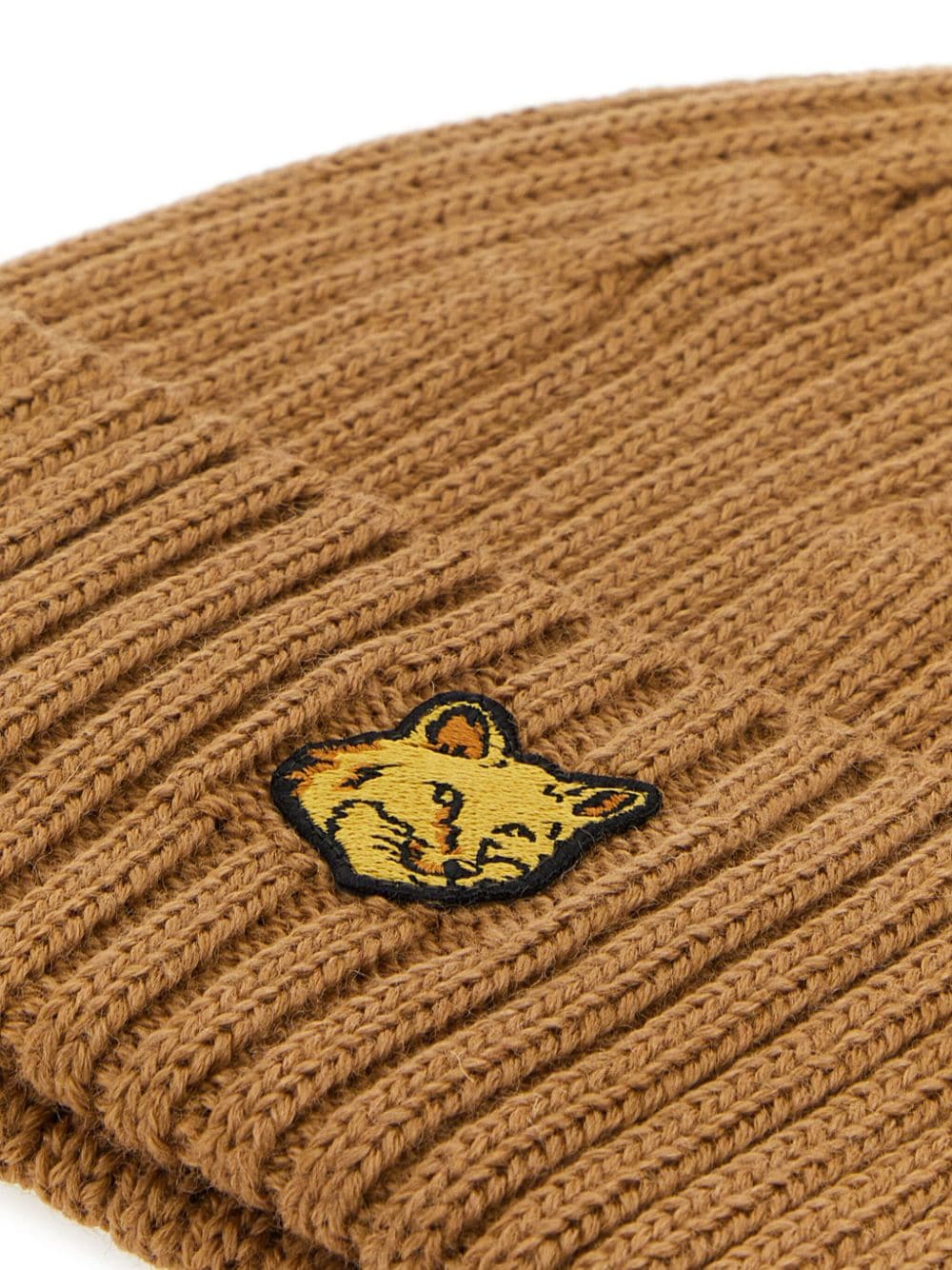 Shop Maison Kitsuné Logo-patch Beanie Hat In Brown