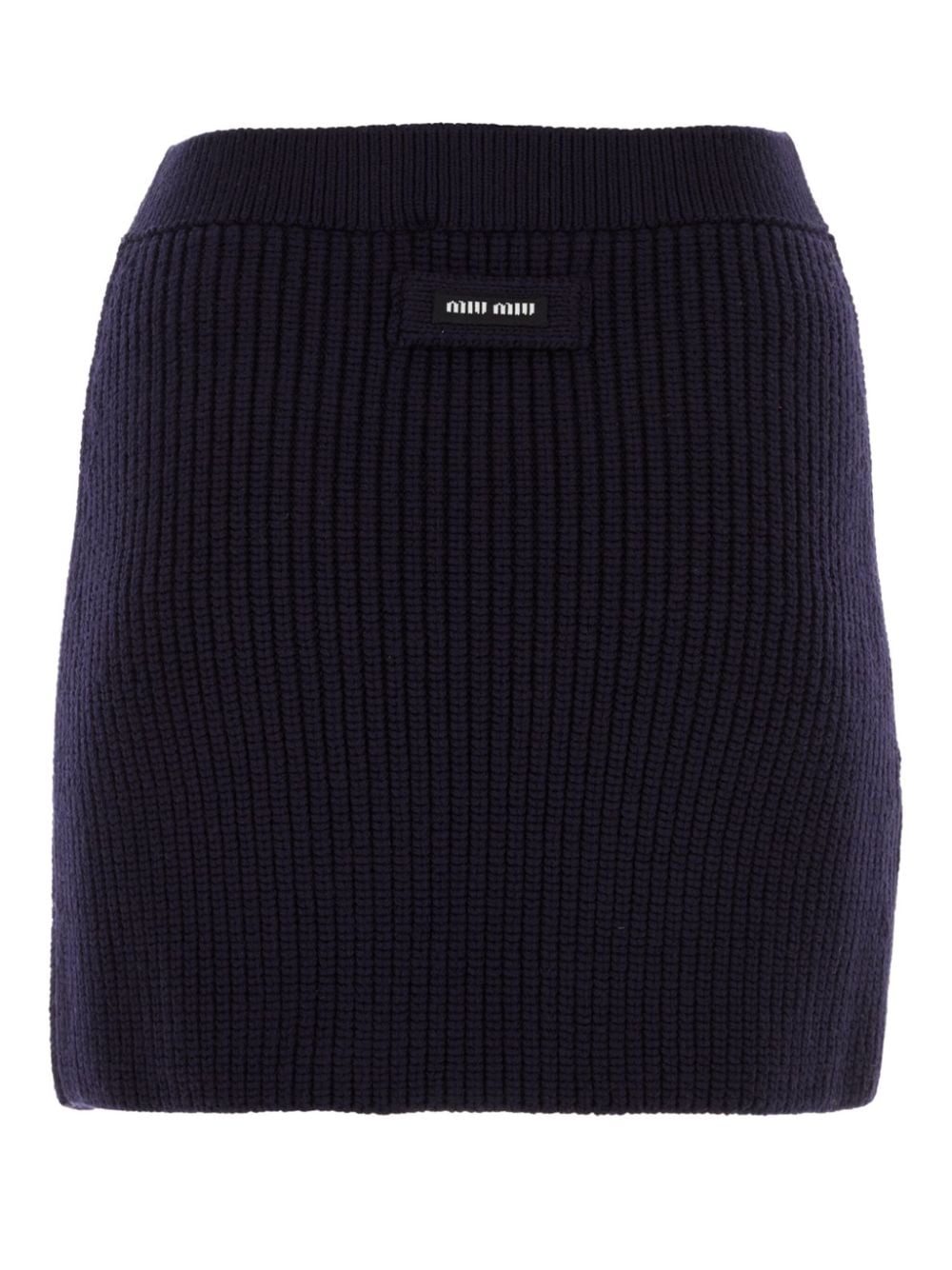 Shop Miu Miu Ribbed-knit Wool Miniskirt In Blue