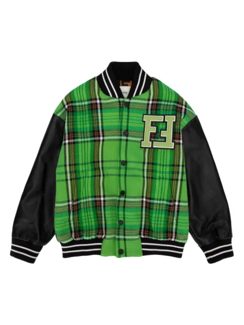 Fendi Kids Checked pattern bomber jacket