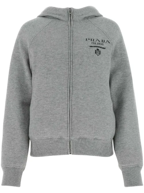 Veste en jean à logo en jacquard - Prada - Modalova