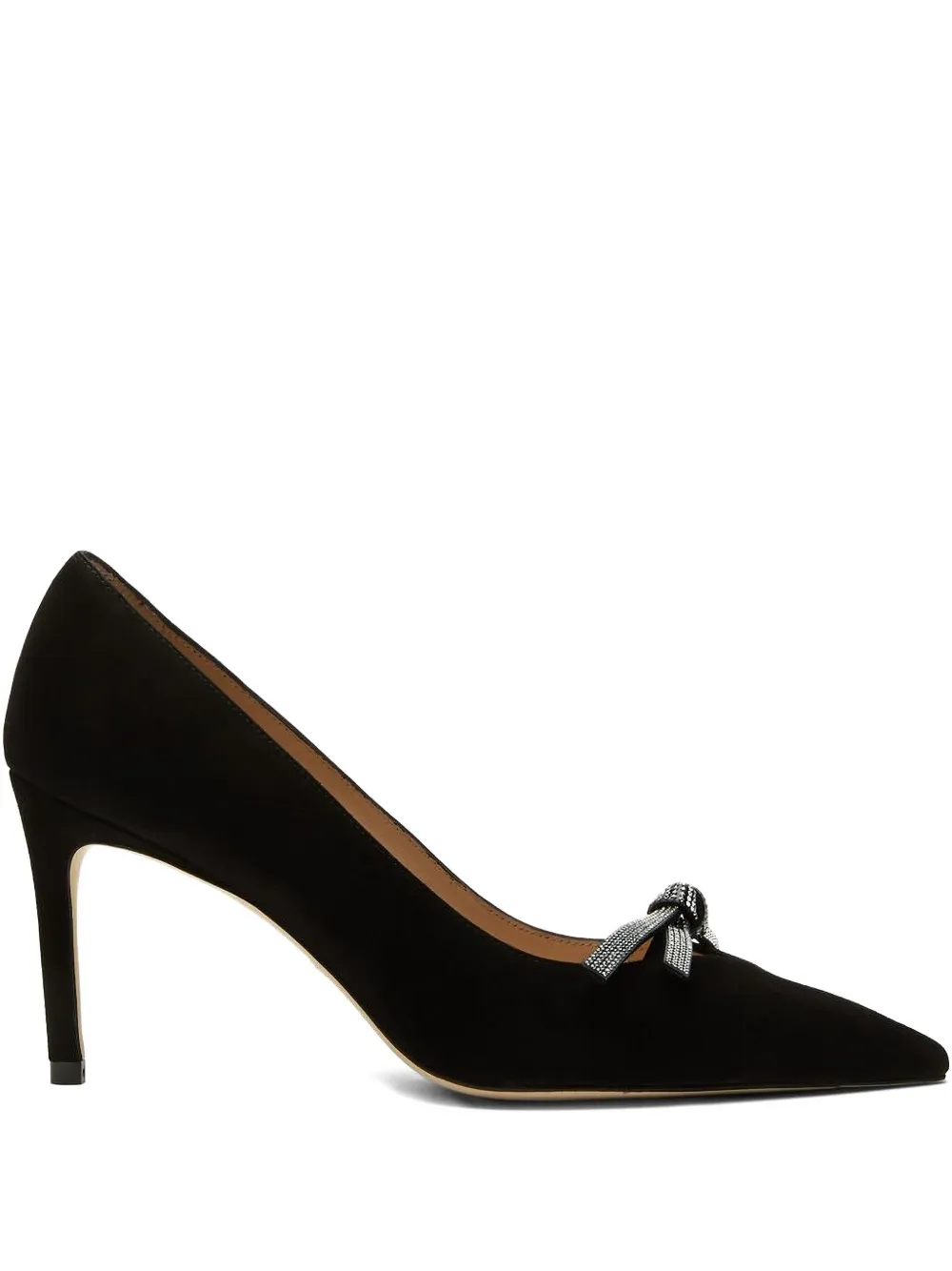 Stuart Weitzman 80mm Bow-embellished suede pumps Black
