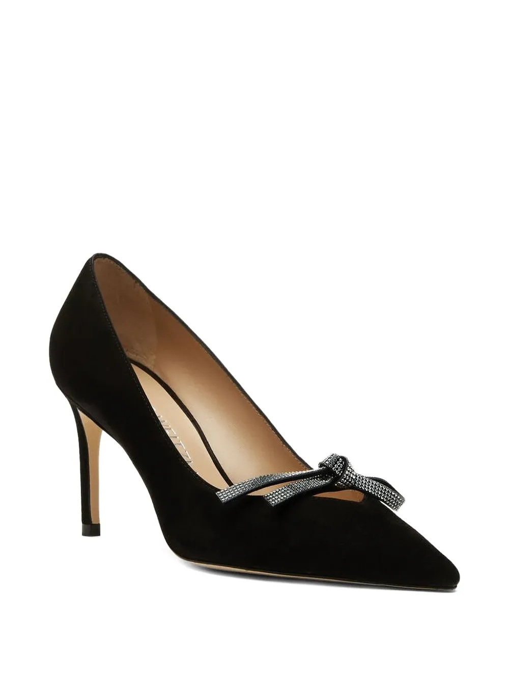 Stuart Weitzman 80mm Bow-embellished suede pumps Black