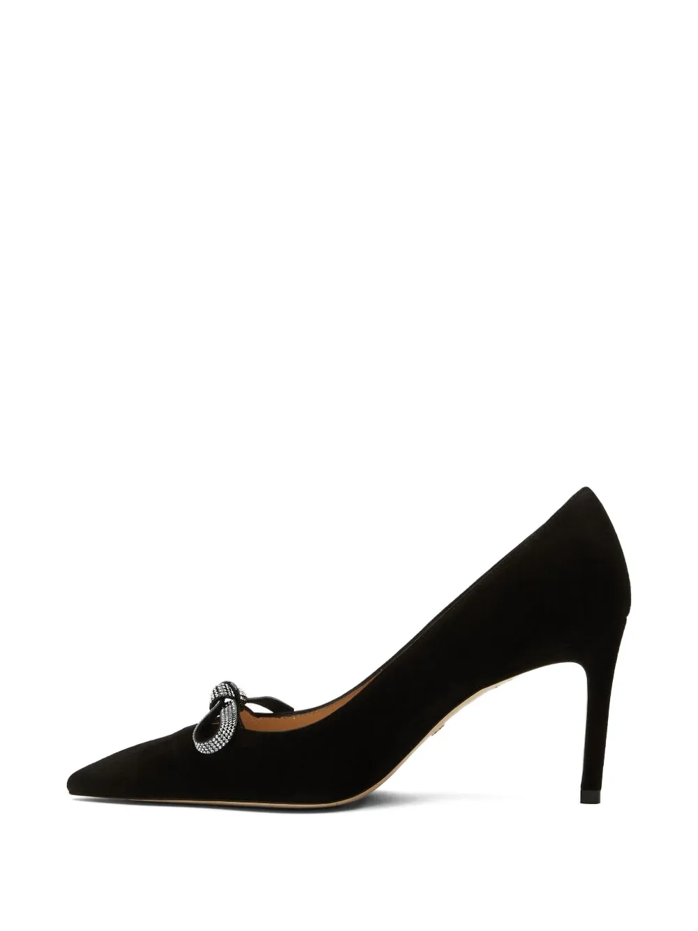 Stuart Weitzman 80mm Bow-embellished suede pumps Black