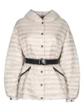 Add hooded belted jacket - White