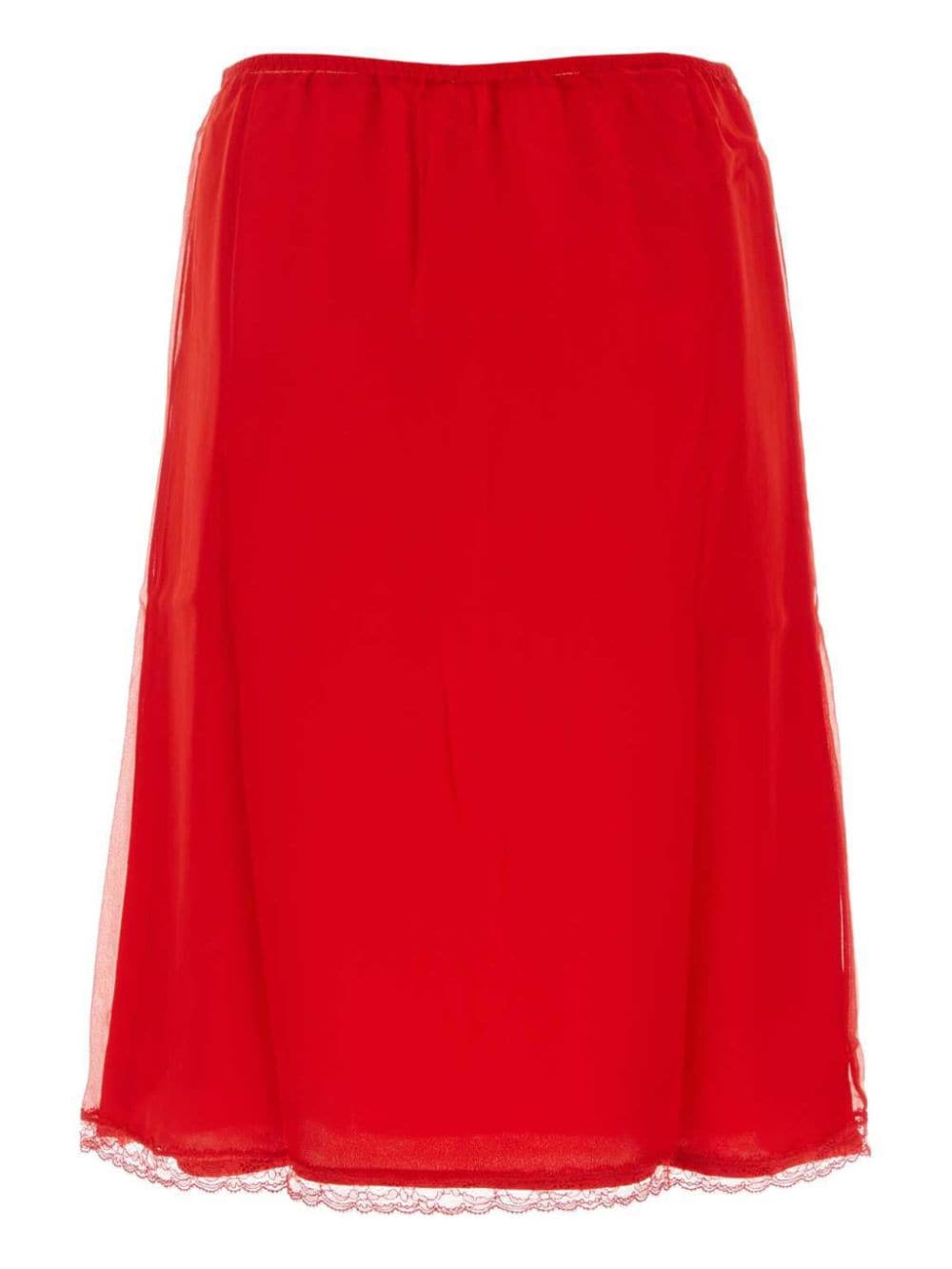 Gucci lace-trim silk skirt - Rood