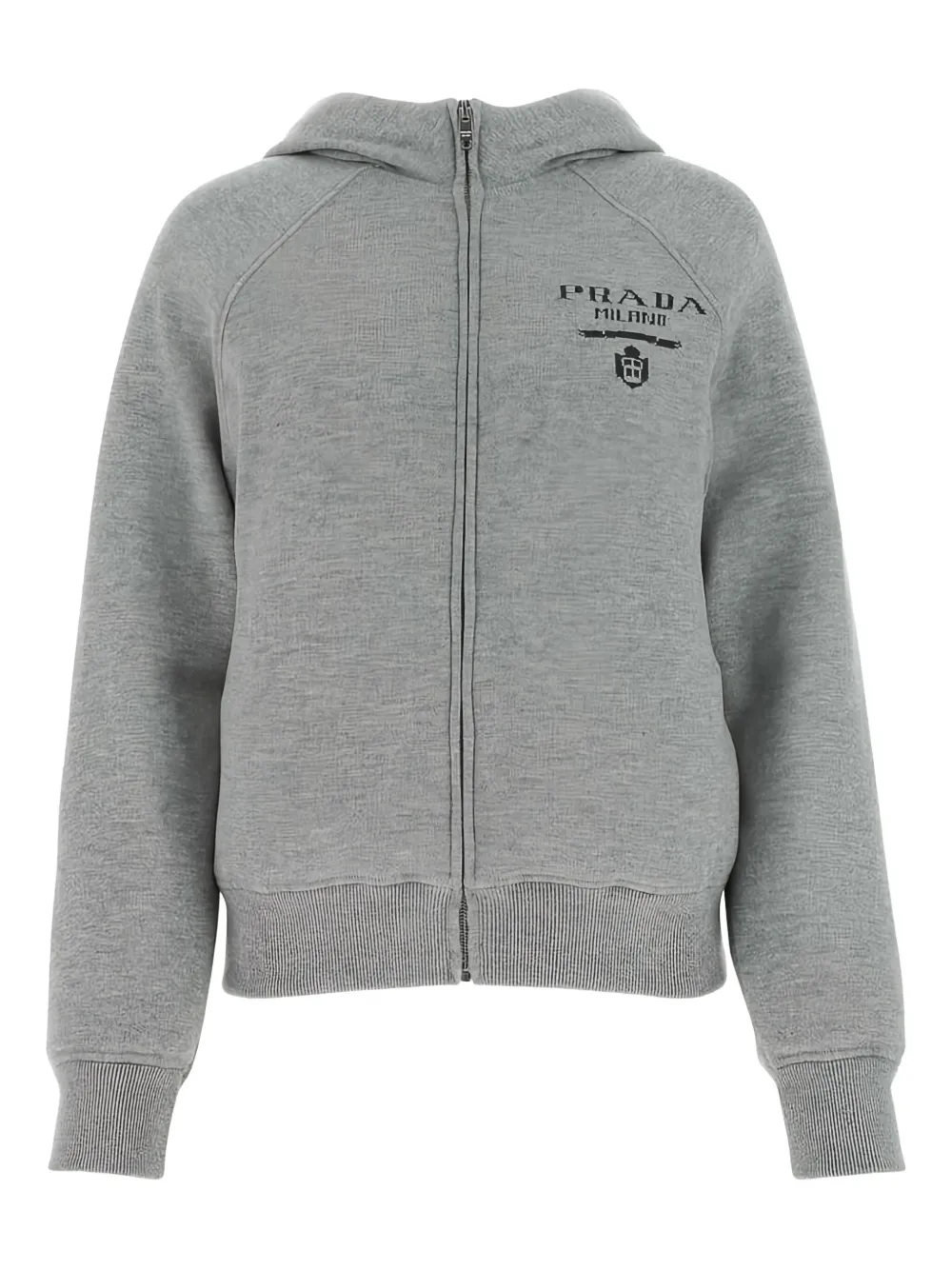 Prada logo-detail hooded jacket Grijs