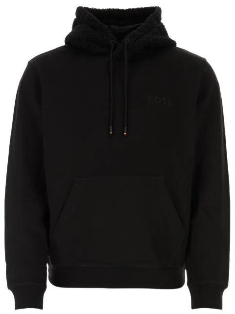 BOSS logo-embroidered cotton hoodie