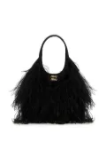 Miu Miu feather-detail satin handbag - Black