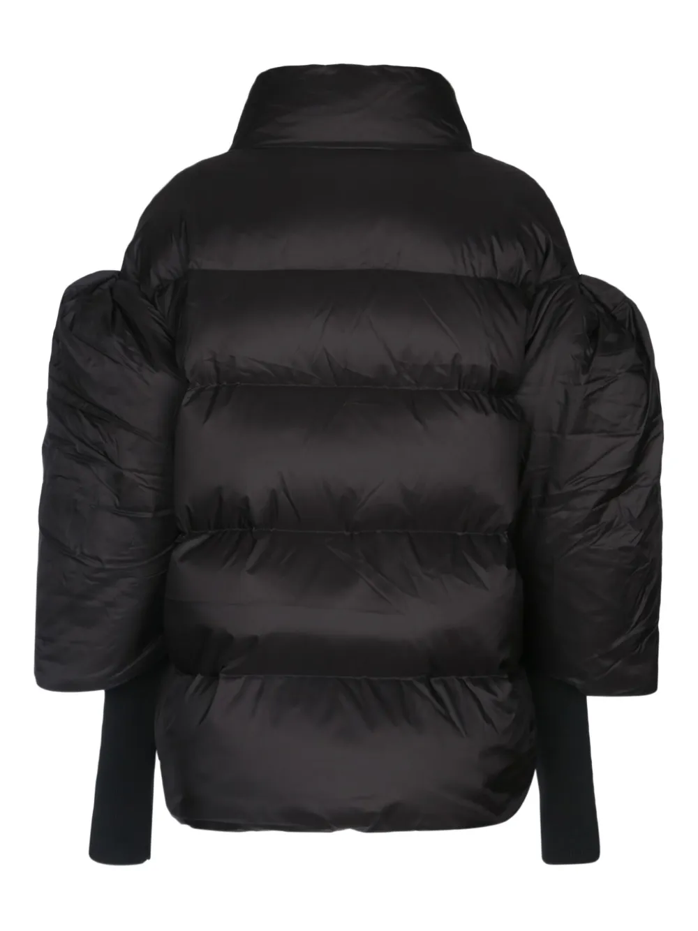 Add Puff-sleeve Quilted Puffer Jacket In Black