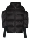 Add puff-sleeve quilted puffer jacket - Black