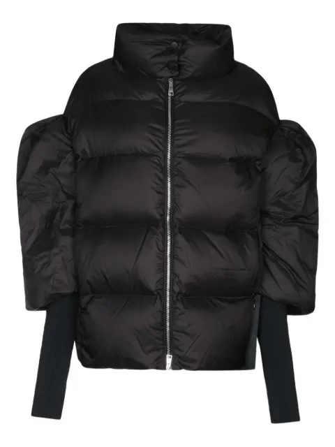 Add puff-sleeve quilted puffer jacket