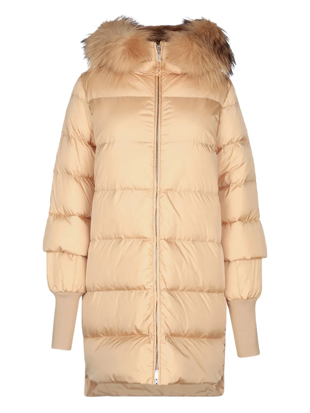 Add Fur-trimmed Quilted Coat In Neutral