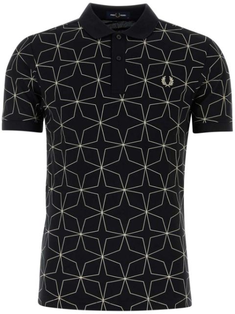 geometric-print polo shirt