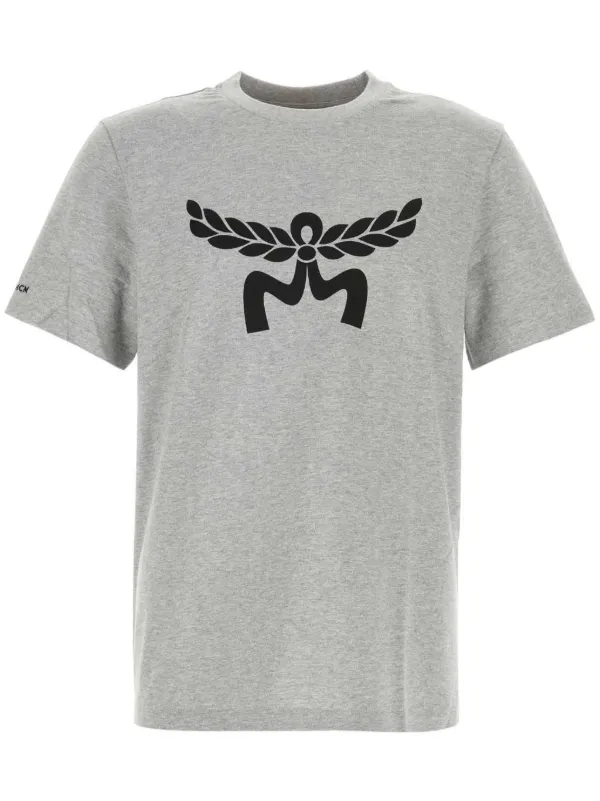 MCM Laurel logo print T shirt Grey FARFETCH IE