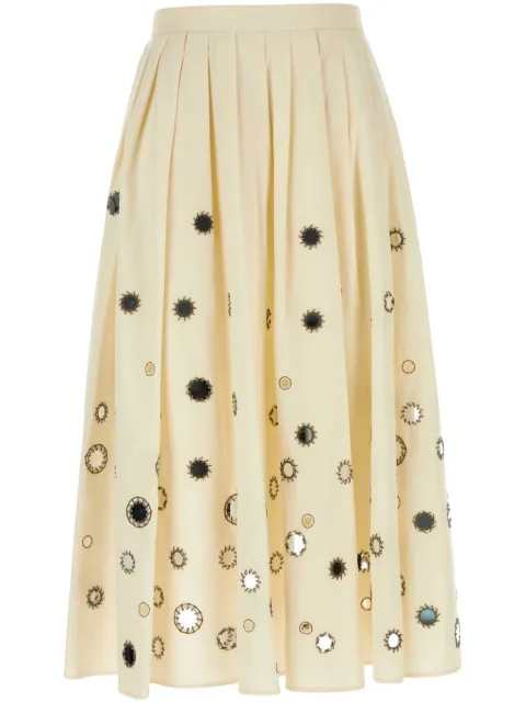 Prada Mirror-embellished coton midi skirt