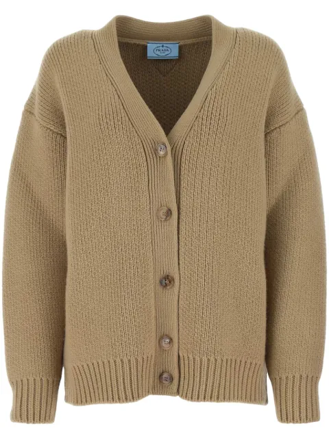 Prada triangle-logo oversized cardigan