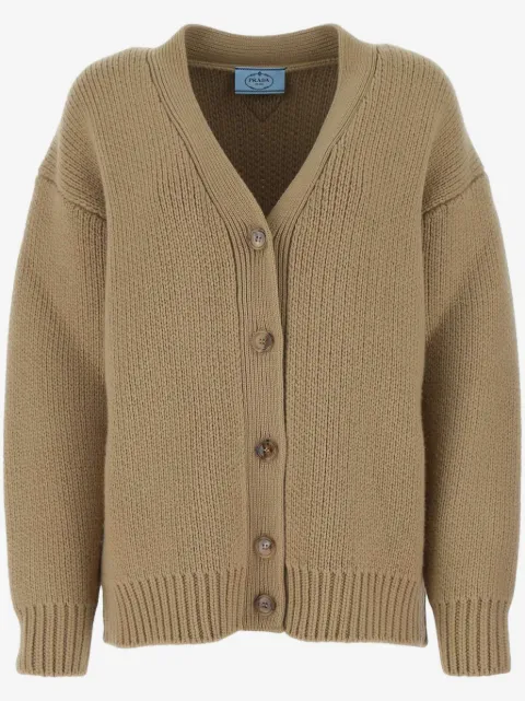 Prada triangle-logo oversized cardigan