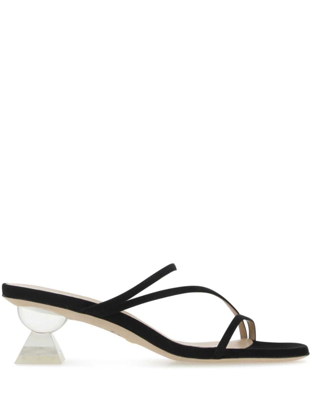 Shop Stuart Weitzman 50mm Lucite Sculpt Mules In Black